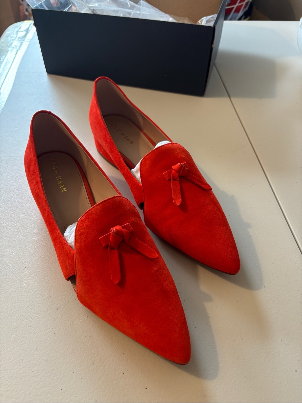 NWT Cole Haan Viola Skimmer Size 8 Red Suede Quiet Luxury Old Money Comfort Soft - Picture 3 of 11